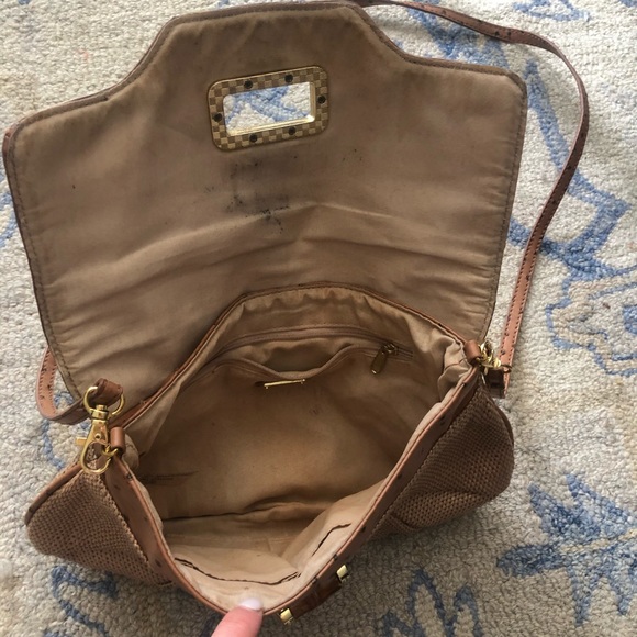Straw And Leather CrossBody Clutch